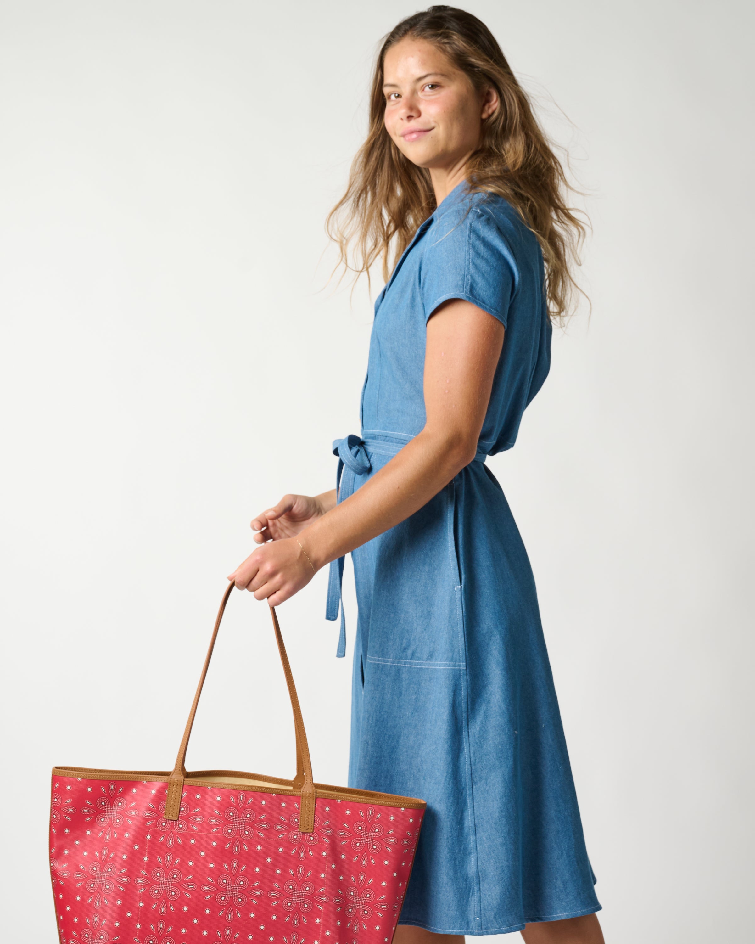 Claire Shirt Dress in Denim and Prints
