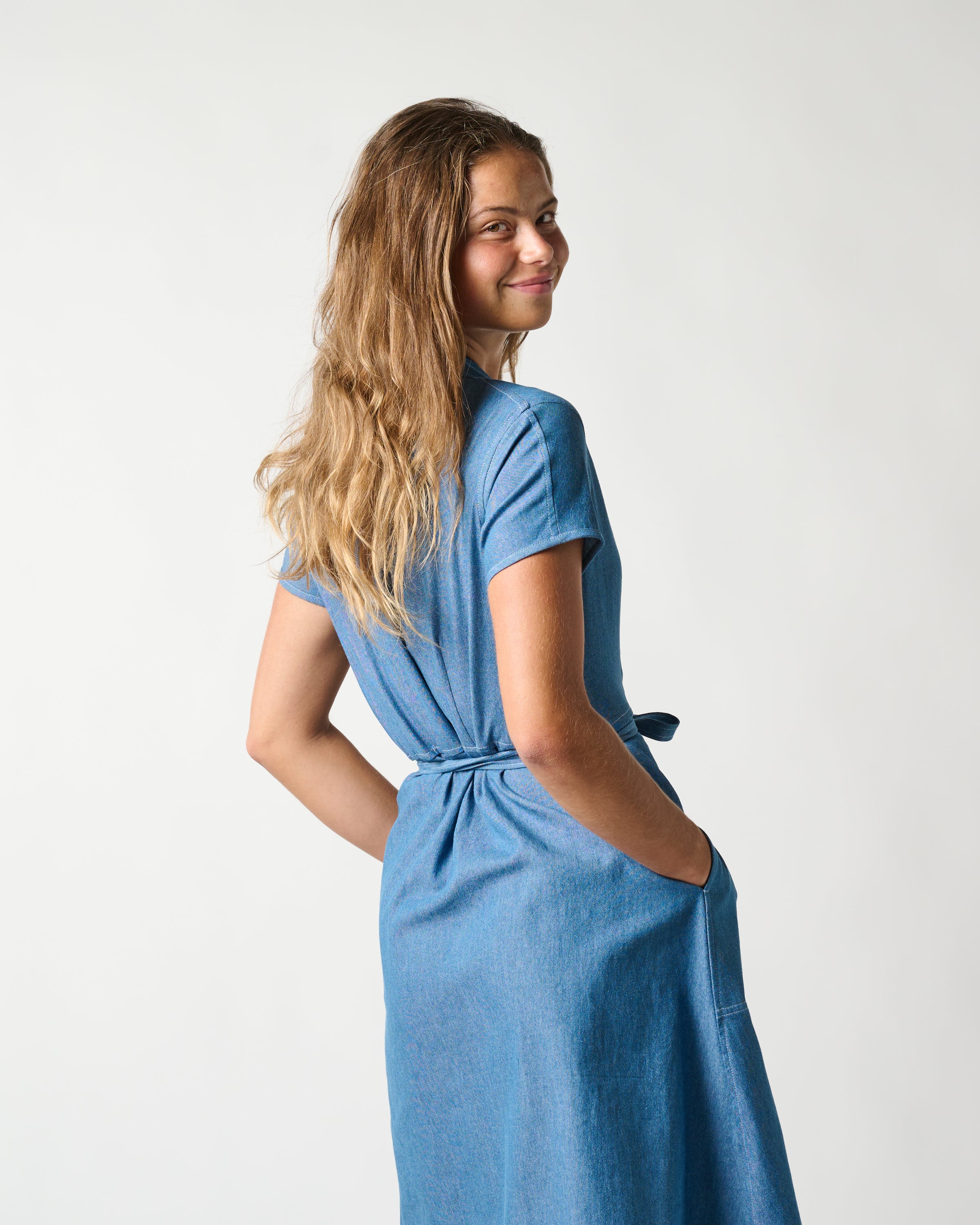 Claire Shirt Dress in Denim and Prints
