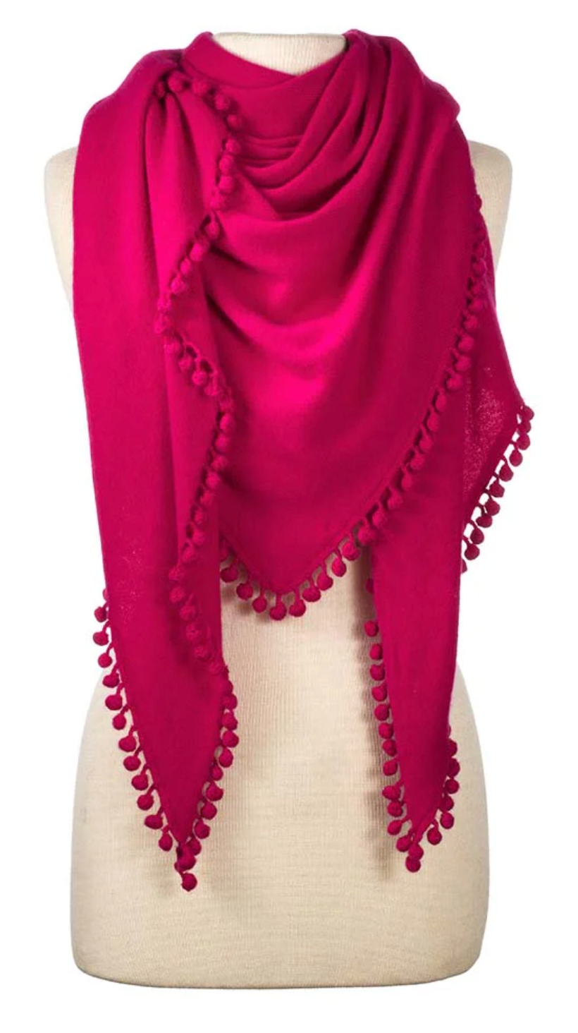 Cashmere Pom-Pom Triangle Wrap from Alpine