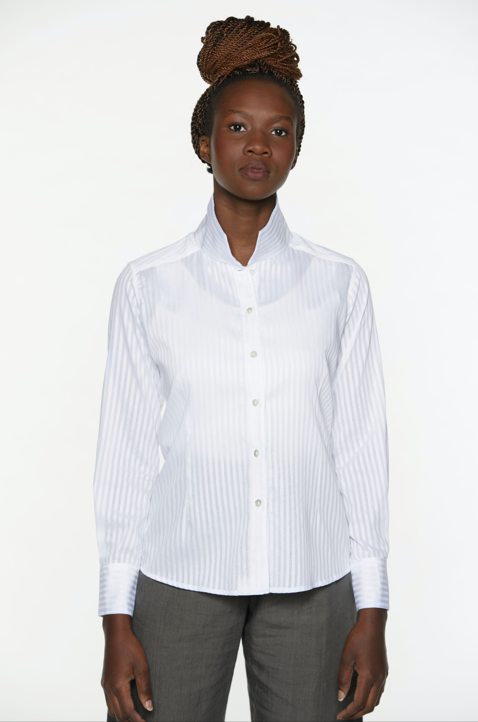 Kacey Shirt in White Cottons