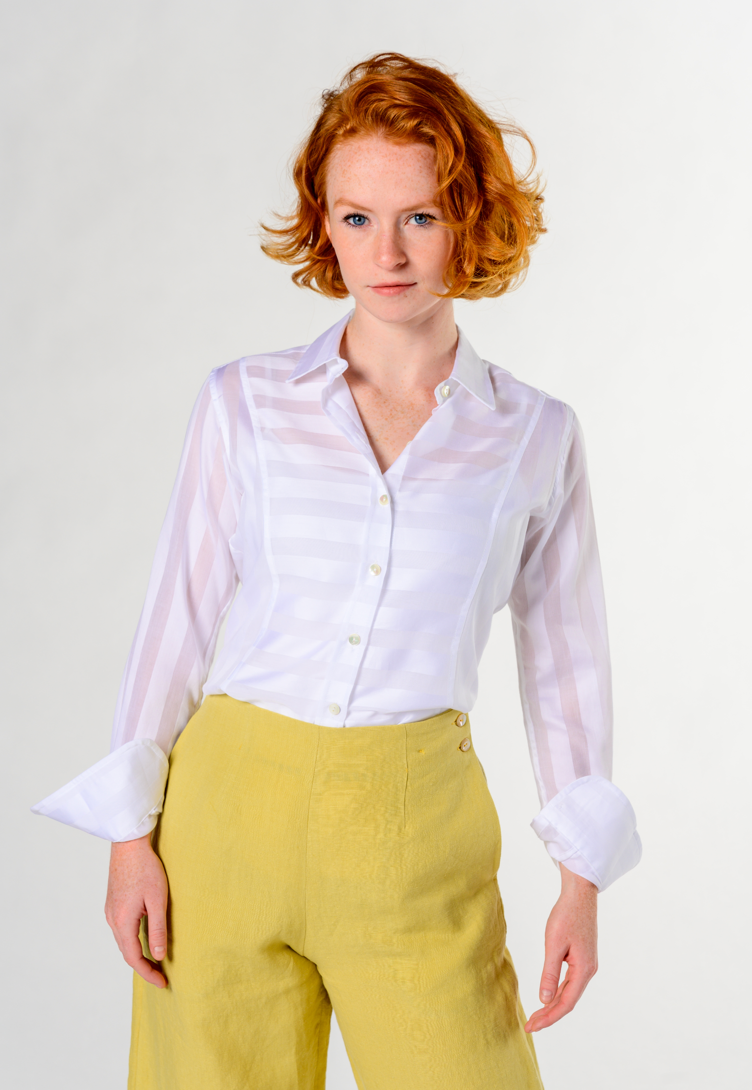 Hattie Shirt in White Cottons