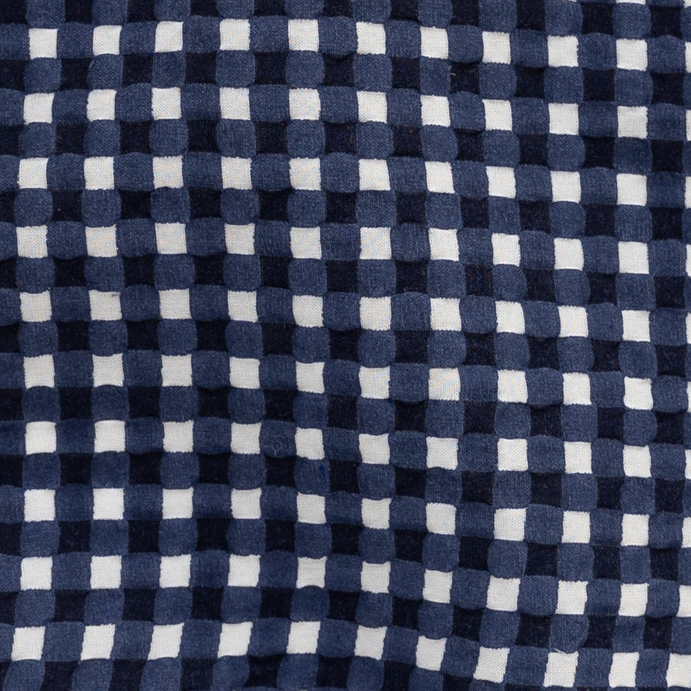 navy crinkle check Fabric Swatch