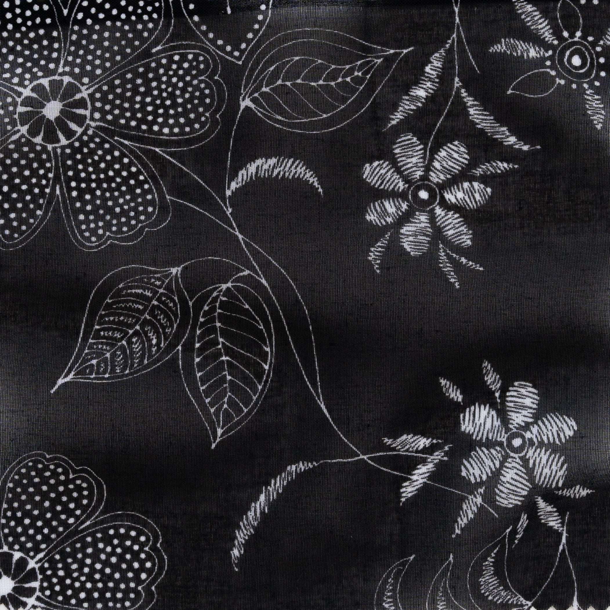 night flowers on black cotton Fabric Swatch