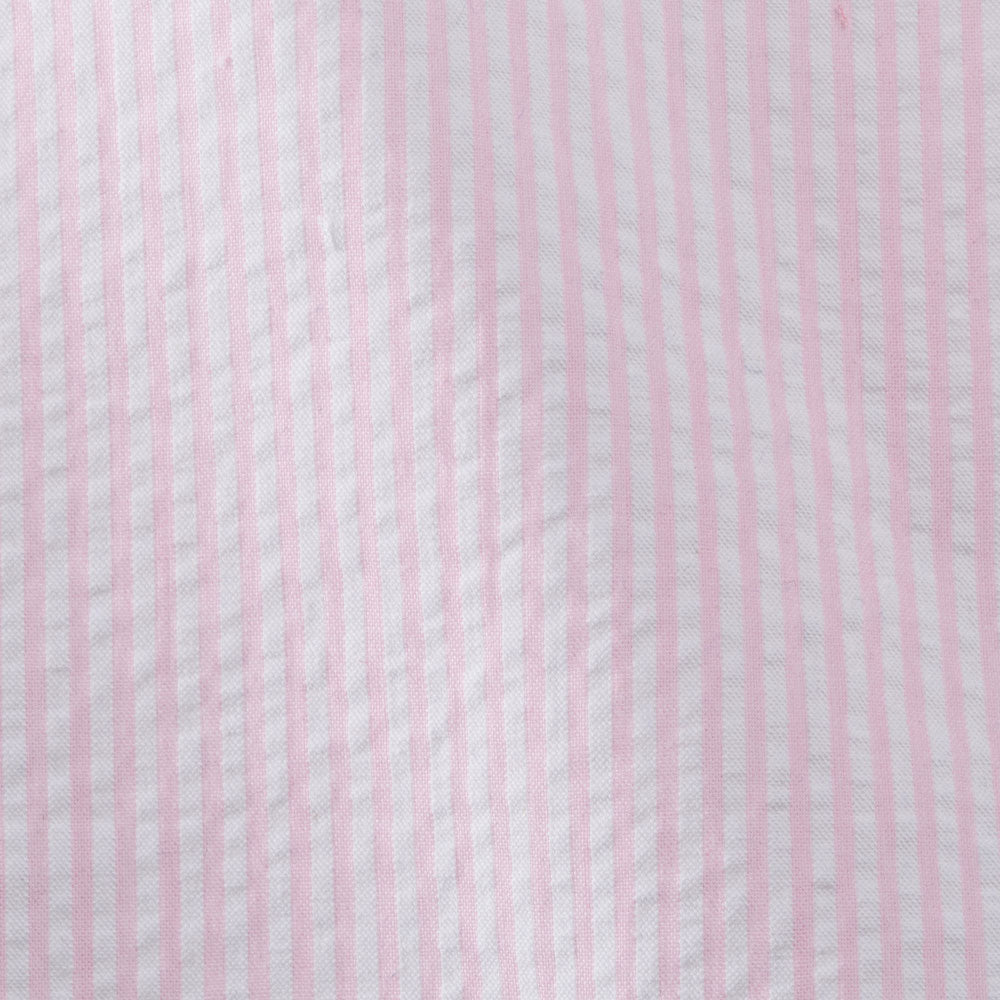 pink cotton seersucker stripe Fabric Swatch