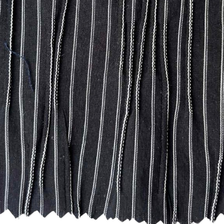 WHITE STRIPES BLACK PLEATS Fabric Swatch