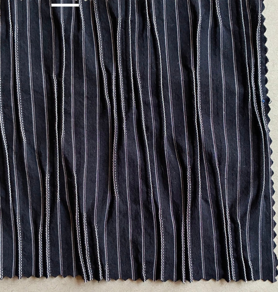 WHITE STRIPES NAVY PLEATS Fabric Swatch